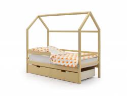 Кровать-домик Svogen с ящиками и бортиком бежевый