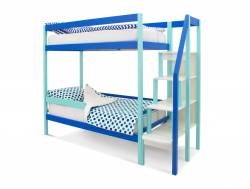 Двухъярусная кровать Svogen с бортиком мятно-синий