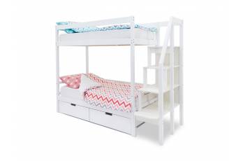Двухъярусная кровать Svogen с ящиками белый