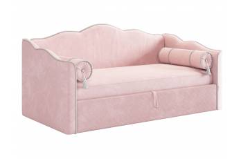 Кровать софа Лея 900 велюр нежно-розовый/галька