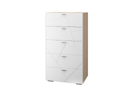 Комод 5 ящиков Скайлайн белый шагрень