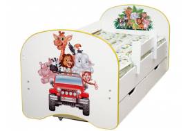 Кровать детская с фотопечатью с 2-мя ящиками Зоопарк