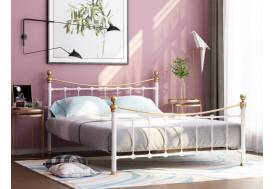 Кровать металлическая Эльда Белый/Золото