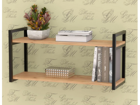 Полка металлическая ЛОФТ-1 Дуб крафт золотой/черный матовый