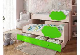 Кровать Соник с ящиком млечный дуб-лайм