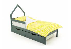 Кровать-домик мини Svogen с ящиками и бортиком графит