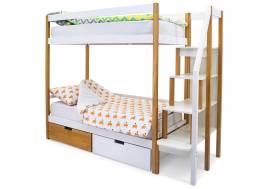 Двухъярусная кровать Svogen с ящиками дерево-белый