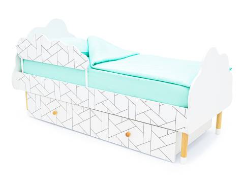 Кровать Stumpa Облако бортик и ящики рисунок Мозаика