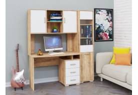 Компьютерный стол КЛ-1.2 с пеналом Дуб баррик / белый жемчуг