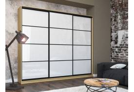 Шкаф-купе Лофт Шк30-60 3000 3 двери глубина 600 фасад МДФ белый глянец 3г