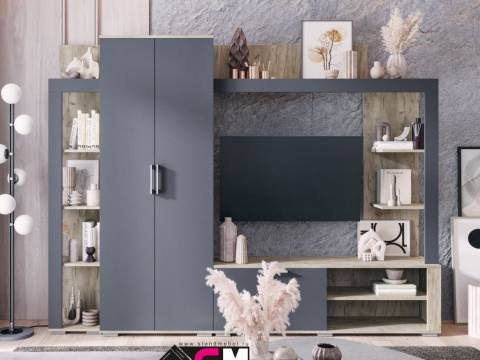 Гостиная Невада Дуб Крафт Серый/Графит