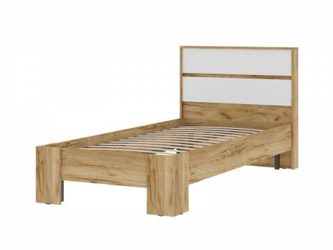 Кровать Хелен КР 01 Дуб Крафт золотой/Белый шагрень