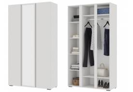 Шкаф 3х створчатый с зеркалом ШК 02 Хелен Белый шагрень