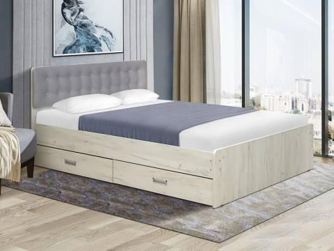 Кровать двойная №6 с ящиками 1600х1900 с мягкой спинкой