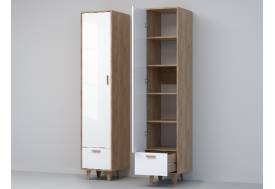 Пенал Эго П-1 дуб крафт золотой/белый глянец на ножках