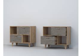 Тумба Эго Т-1 2 ящика дуб крафт золотой/темный камень на ножках