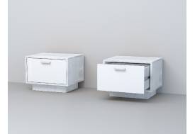 Тумба прикроватная Эго Т-5 бетон светлый/белый глянец на цоколе