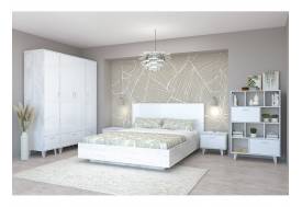 Спальня Эго бетон светлый/белый глянец