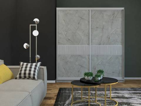 Шкаф-купе Ксения 1600 узкая рельефная вставка МДФ Каспий светлый