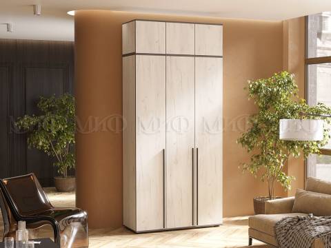 Шкаф трехстворчатый Норд 1200 с антресолью дуб крафт белый МГ