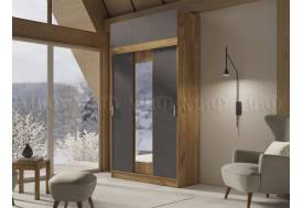 Шкаф с антресолью Бася/Роджина Графит/Дуб крафт