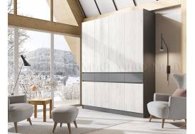 Шкаф 4-х створчатый Роджина Графит/Дуб Крафт Белый