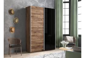 Шкаф-купе Прайм 2-х дверный 1600 ДСП/Стекло Черное Крафт табачный