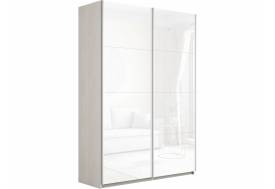 Шкаф-купе Прайм 2-х дверный 1400 Стекло Белое Ясень Анкор Светлый