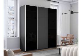 Шкаф-купе Прайм Широкий 3-х дверный два черных стекла/ДСП Серый Диамант