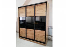 Шкаф купе трехдверный 3 вставка стекло Дуб вотан 2700 мм