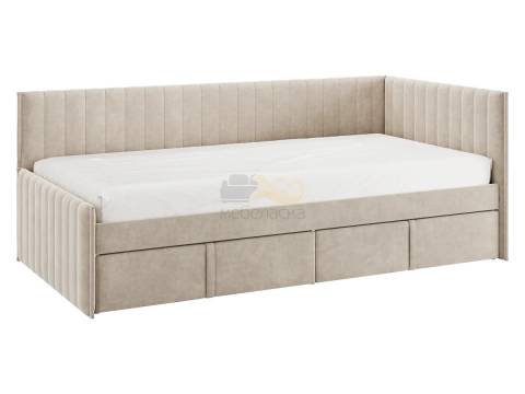 Кровать-тахта с ящиками Твикс цвет велюра капучино