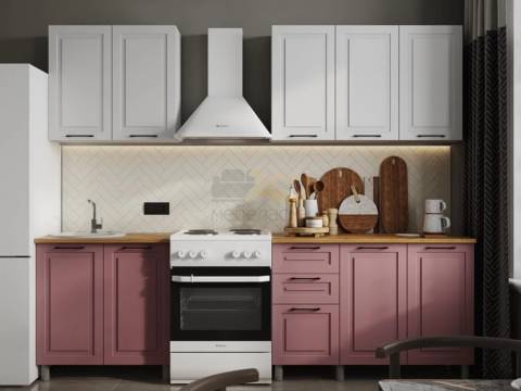 Кухня Аликанте 2000 без стекла МДФ Белый снег/пудра без столешницы