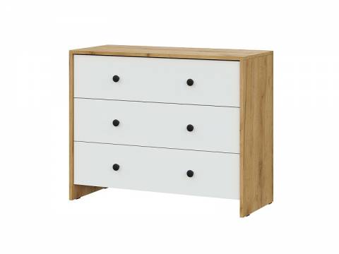 Комод 3 ящика Дольче Дуб Золотой/Белый