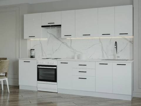 Кухонный гарнитур Белый Глянец 3000 МДФ