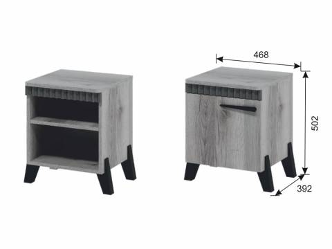 Тумба прикроватная с ножками Ольга 3 дуб делано