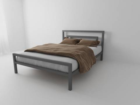 Кровать металлическая Куба 1400 серая