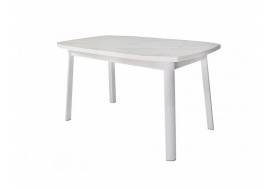 Стол раздвижной Дионис Лайт 1600 мрамор белый/белый муар