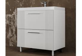 Тумба Альба 80 напольная 2 ящика Слим 80 суфле