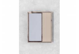 Шкаф-зеркало Рица 80 со светильником правый cерый/керамика