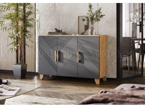 Комод (1200) Ирис Браш Графит, Дуб Крафт