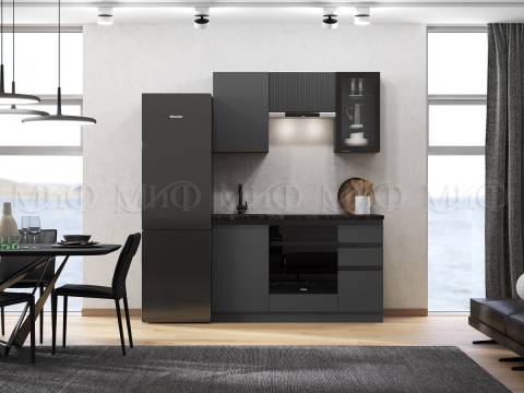 Кухня Техно-6 1500 мм Графит/Графит софт