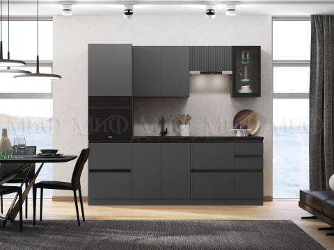 Кухня Техно-6 2400 мм Графит/Графит софт