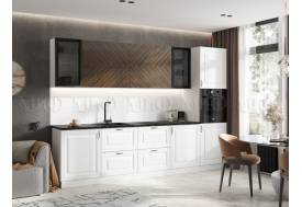 Кухня Престиж 3000 мм Компоновка №1 Браш Вайт/Прайм орех