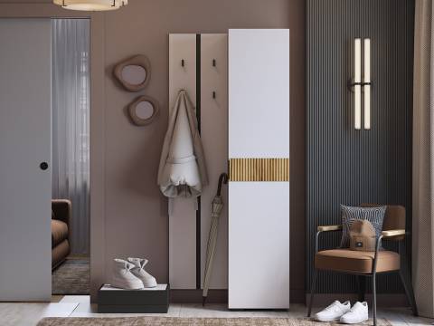 Прихожая Мебельсон К25 дуб крафт золотой/белое дерево