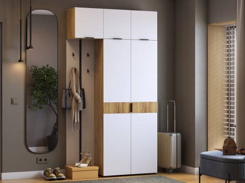 Прихожая Мебельсон К31 дуб крафт золотой/белое дерево