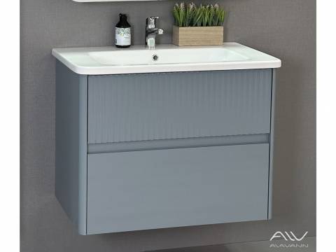 Тумба с раковиной Wave 80 голубой деним