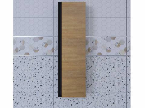 Шкаф-пенал для ванной Uperwood Barsa подвесной черный/дуб сонома