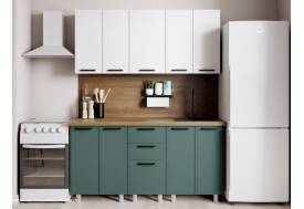 Кухонный гарнитур Магнолия 1600 мм Молочный/Изумруд