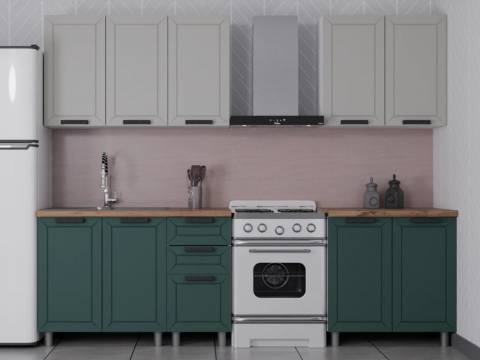 Кухонный гарнитур Лилия 2000 мм Керамика/Изумруд